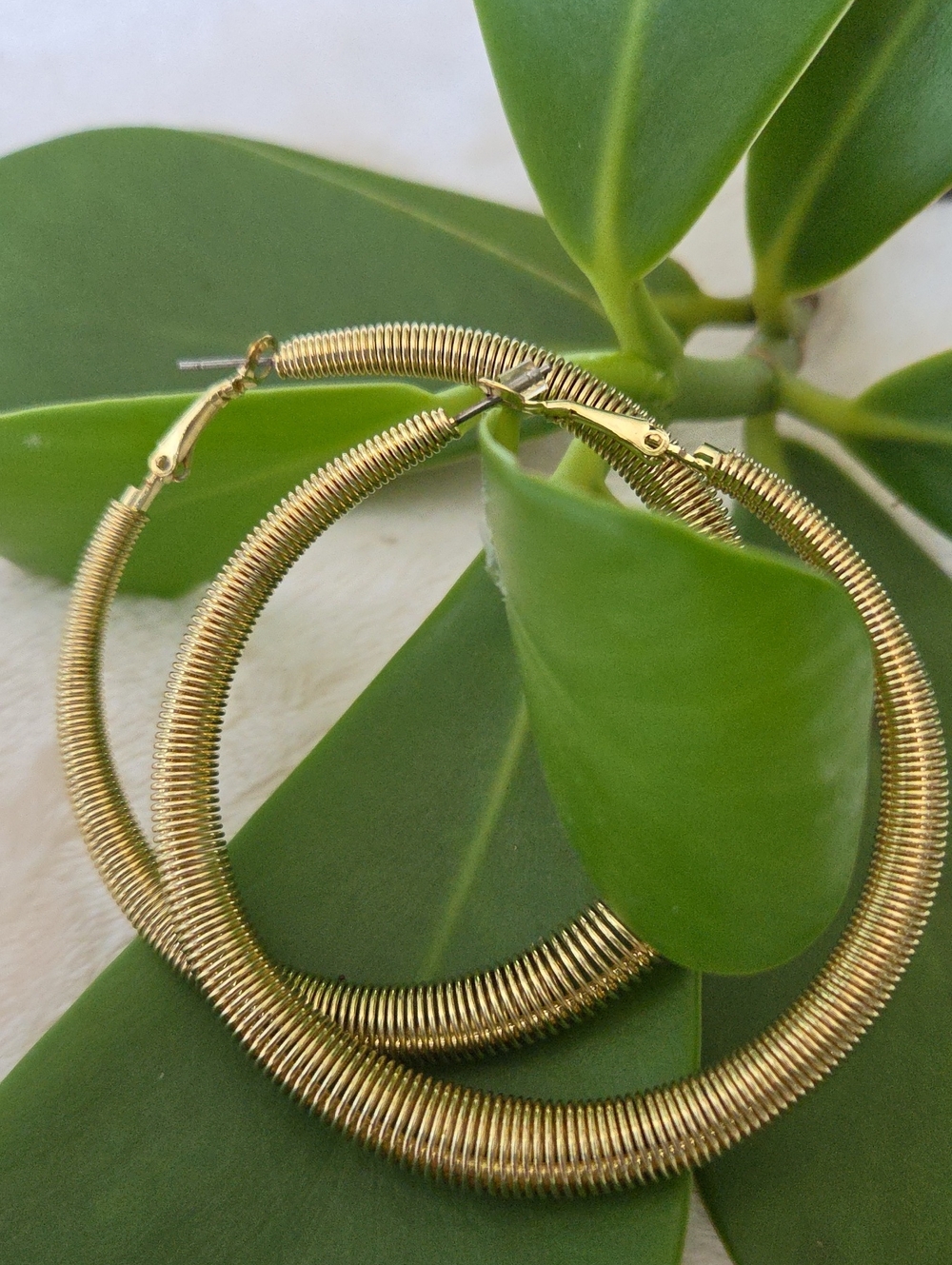 Coiled Ribbed Herringbone Hoop Earrings. NWT.